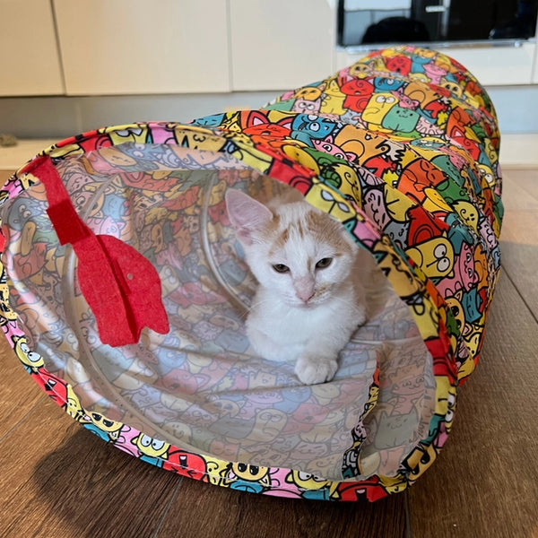 Tunnel pour chat en tissu